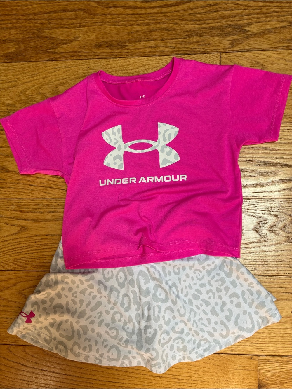 Under Armour Hot Pink Tee with White Leopard Skort